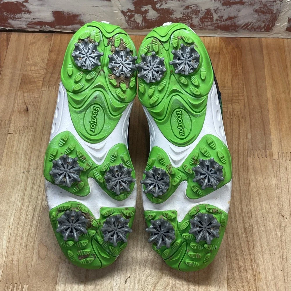 FootJoy Junior 45098 Spiked Golf Shoes Green Navy Blue Kids Size 2 M